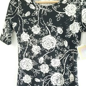Lularoe Julia Dress Black and White Roses XS