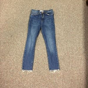Raw hem high rise jeans