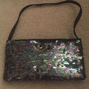 Black sequined party bag