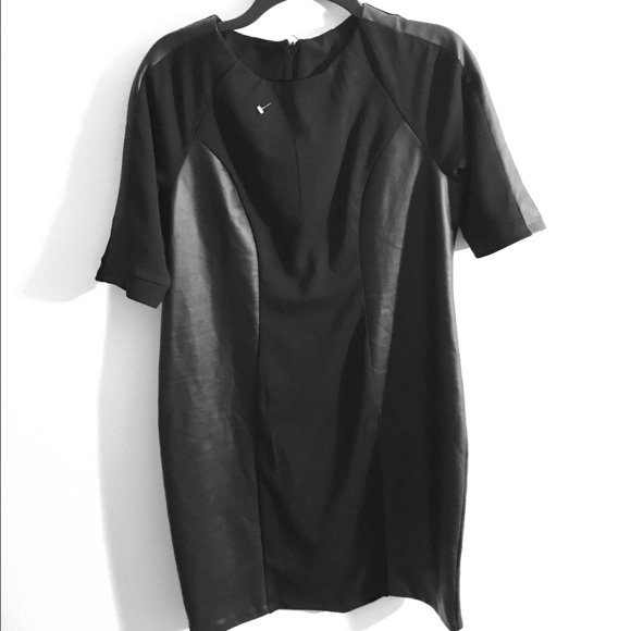 NWT Black Faux Leather Blend Work Dress - Picture 1 of 2