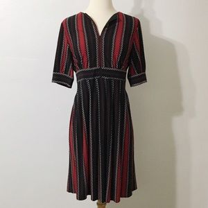 Maggy London black and red striped a-line dress