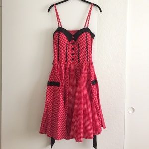 Hell Bunny Red and White Polka Dot Swing Dress