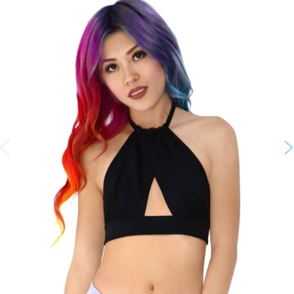 Black Peek-A-Boo Halter Top