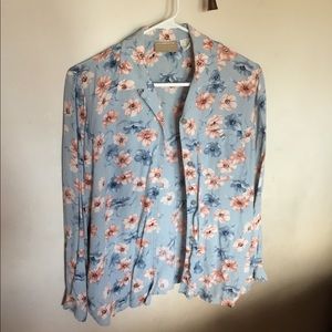 Blue and Pink Flowery button down shirt