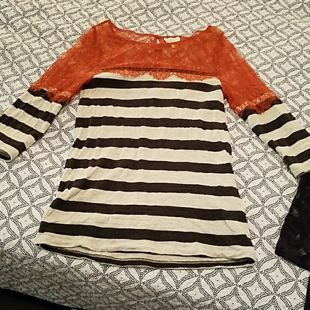 Lace shoulder sweater