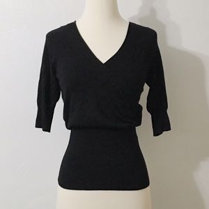 Express black blouson v-neck sweater