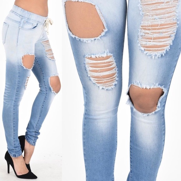 Drawstring Ombré Jeans - Picture 2 of 2