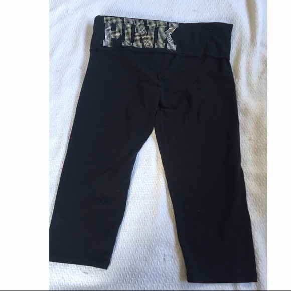 PINK Victoria's Secret Pants - Victoria Secret PINK BLING cropped yoga pants PINK Victoria's Secret Pants - Victoria Secret PINK BLING cropped yoga pants