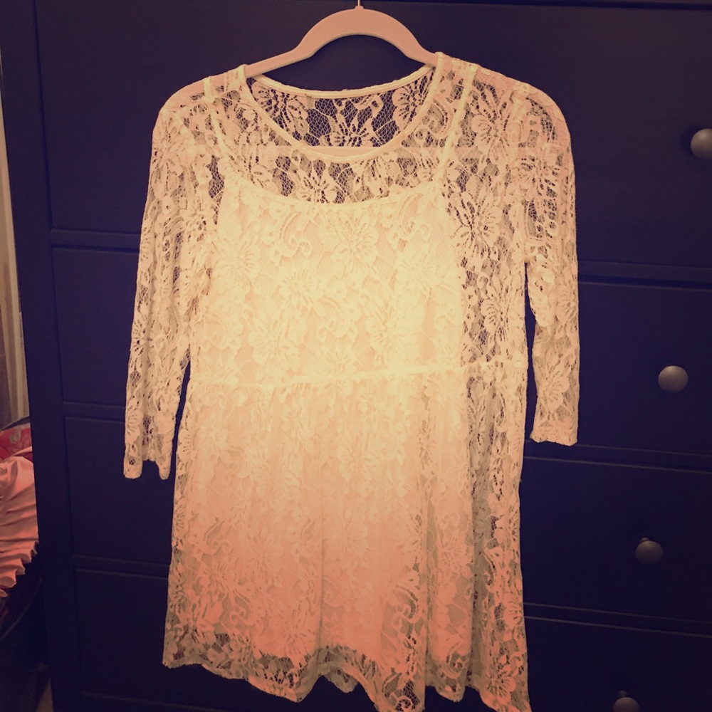 Ivory lace dress with slip
