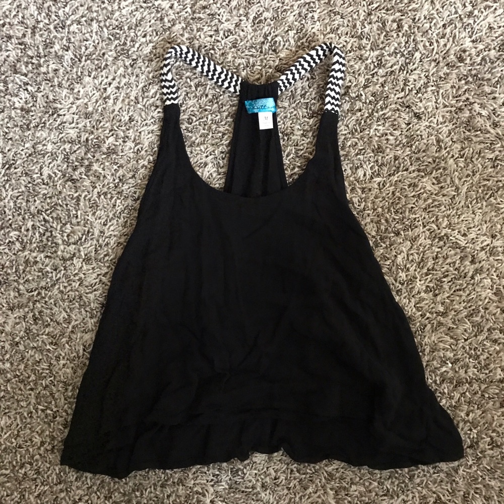 Black tank with black/white stripes