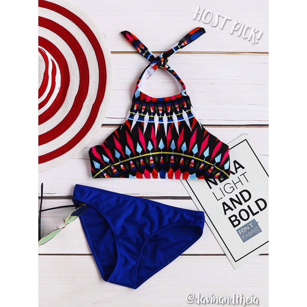 HP 3X 💖 Geometric Print Bikini Set