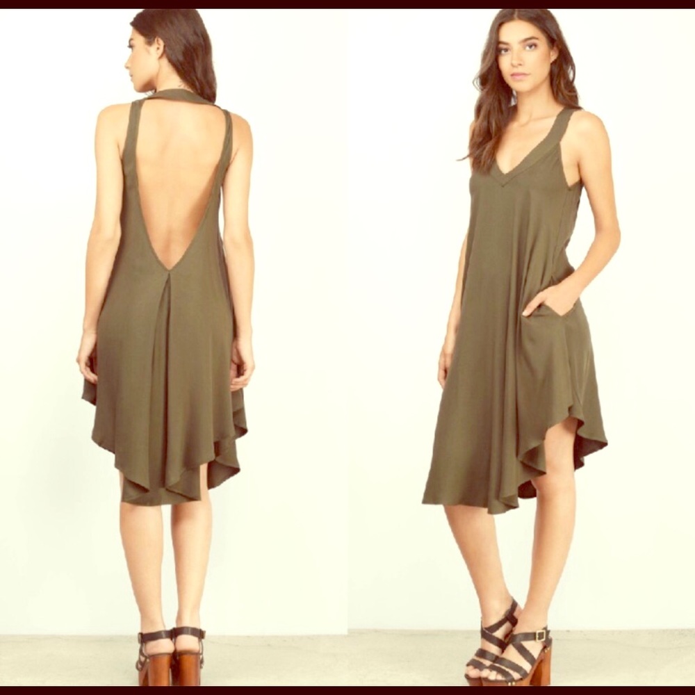 Dark green sexy backless dress!!