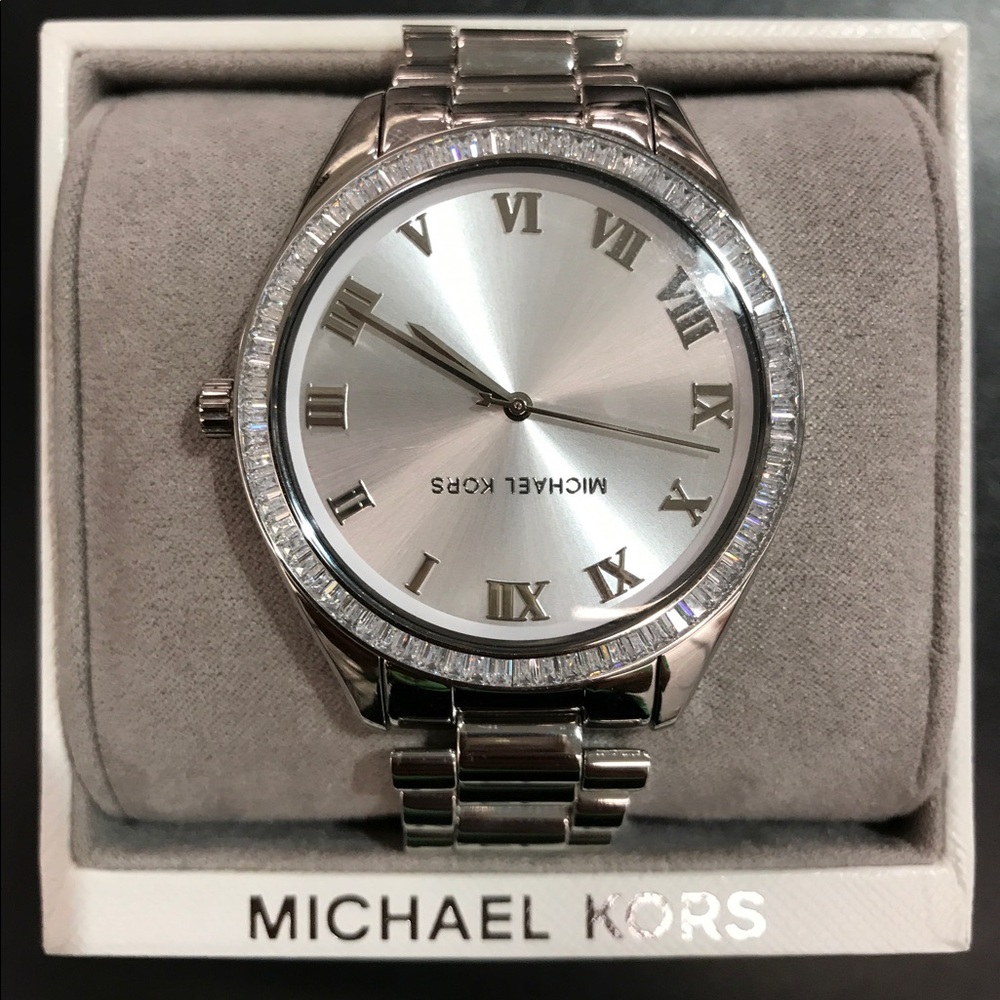 Michael kors silver crystal watch