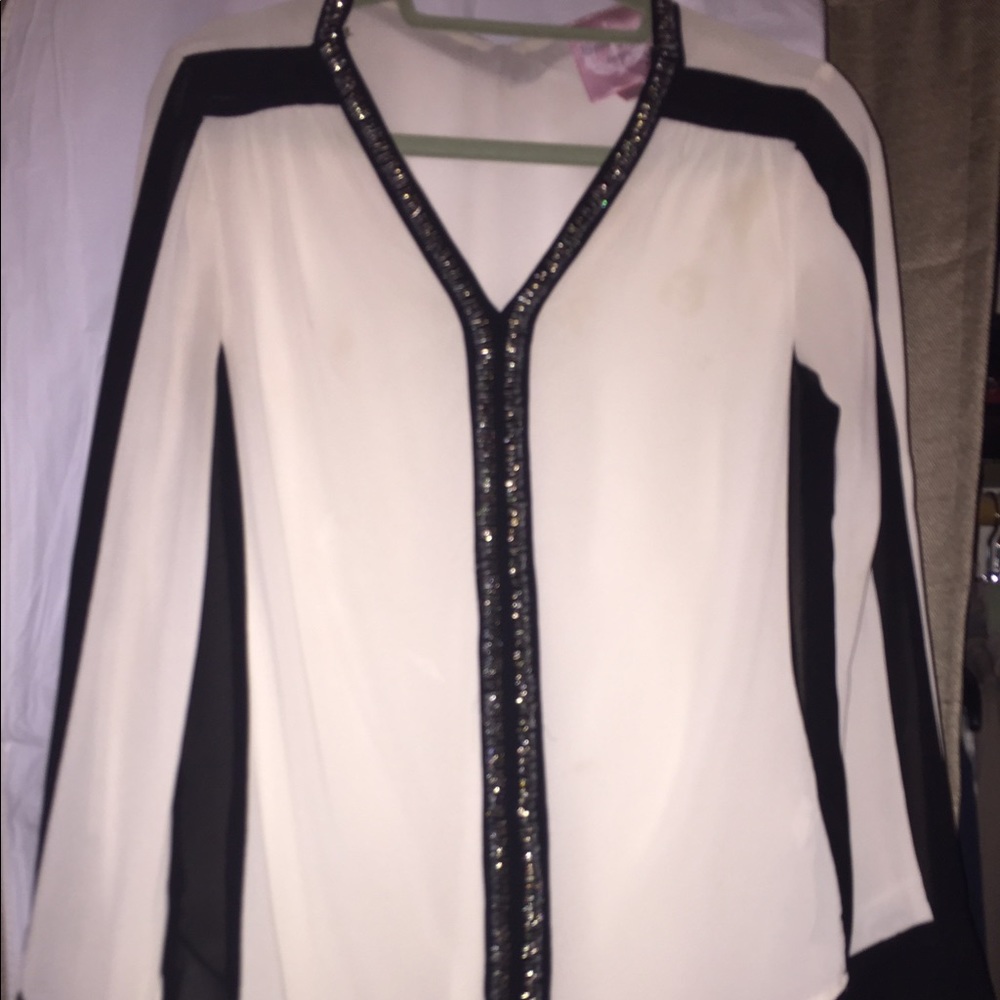 Sequin & Sheer white and black top
