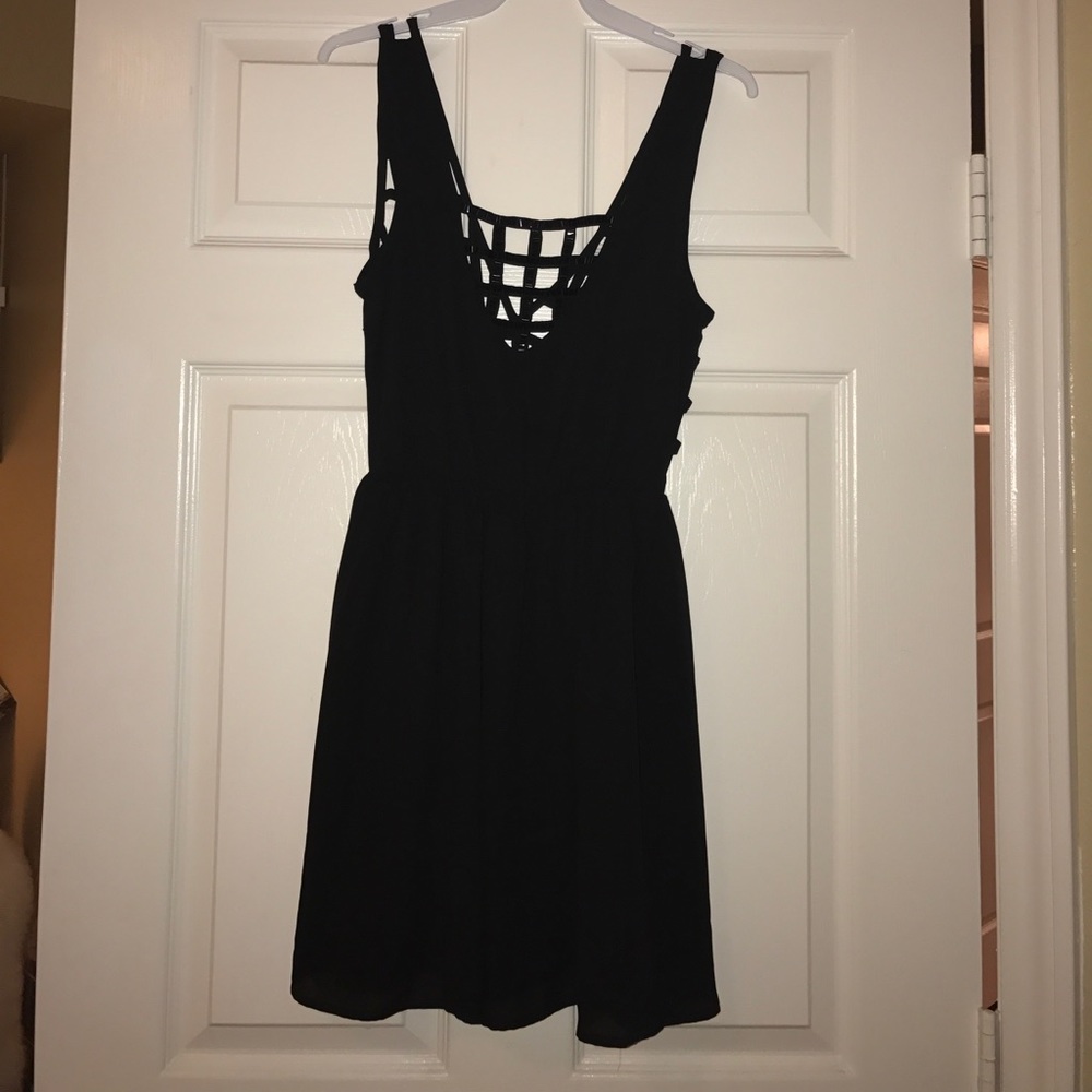 Black beaded dress with cage detail