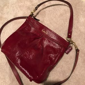 Coach red patent leather crossbody bag