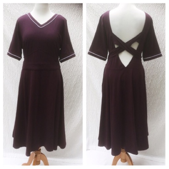 eshakti Dresses & Skirts - New Eshakti Purple Fit & Flare Midi Dress 28W