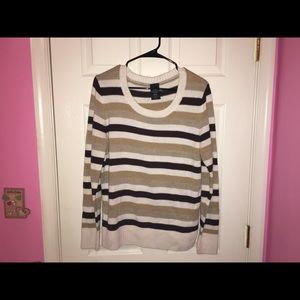 Brown Long Sleeve Stripped Sweater