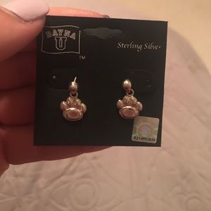 STERLING SILVER Paw print dangly earrings