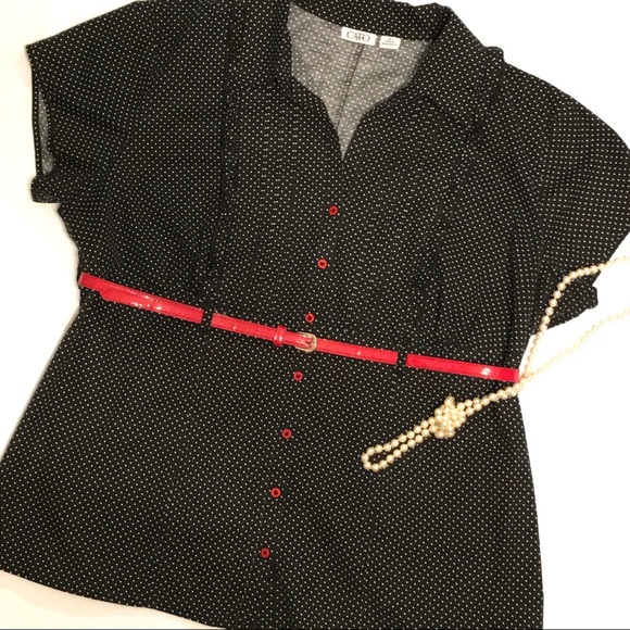 Cato Tops - Cato belted button up blouse
