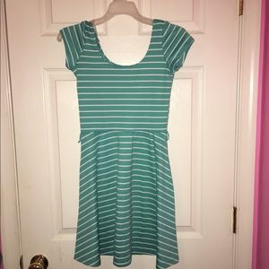 Blue Stripped Mini Skater Dress