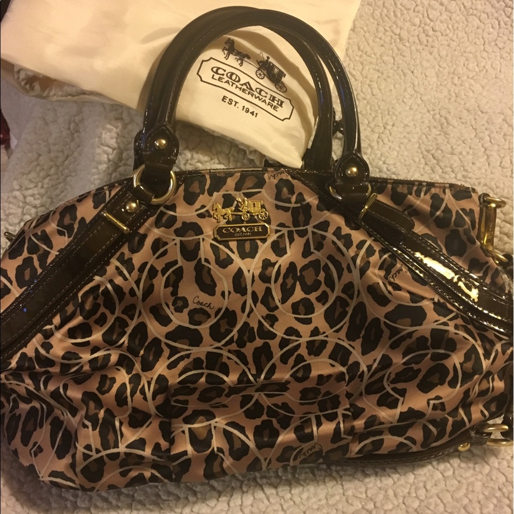 Coach Madison Leopard Shoulder Hand Bag 17764 RARE