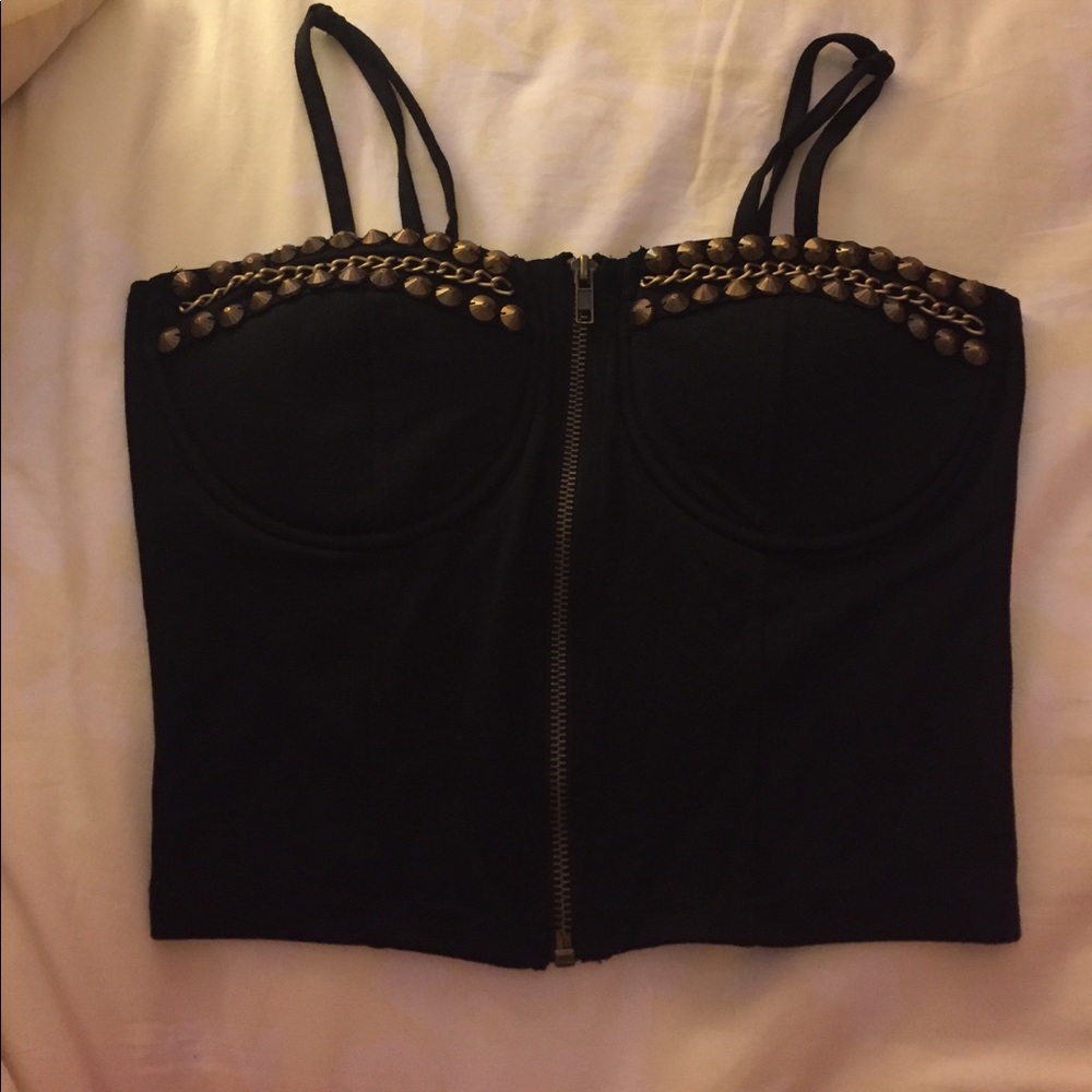 Black studded crop top