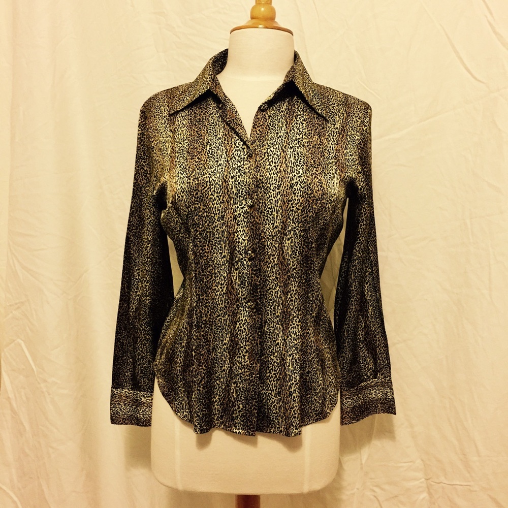 Women's Silk Vintage Animal Print Blouse