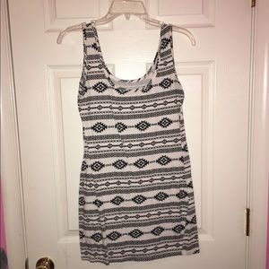 Black and White Aztec Design Mini Dress