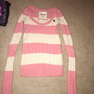 Abercrombie pink and white striped sweater