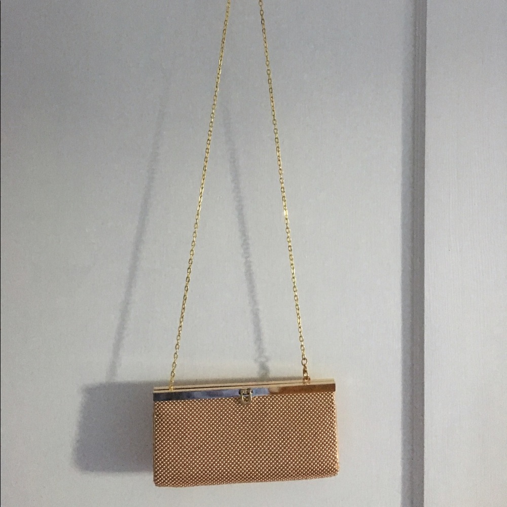 Gold clutch with optional shoulder strap