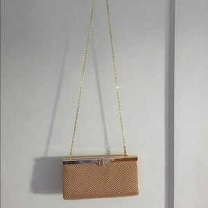 Gold clutch with optional shoulder strap