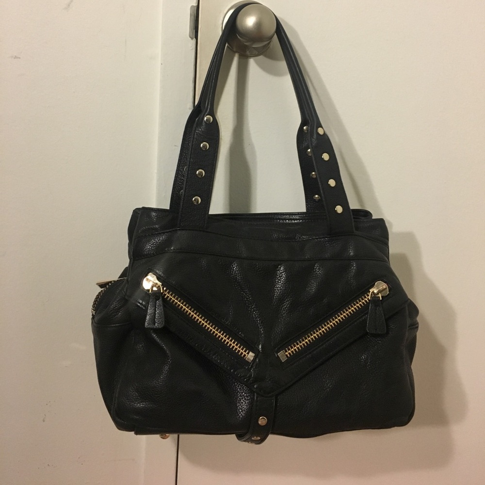 Botkier Trigger Satchel Black Leather with Gold