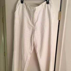 White linen wide leg pants