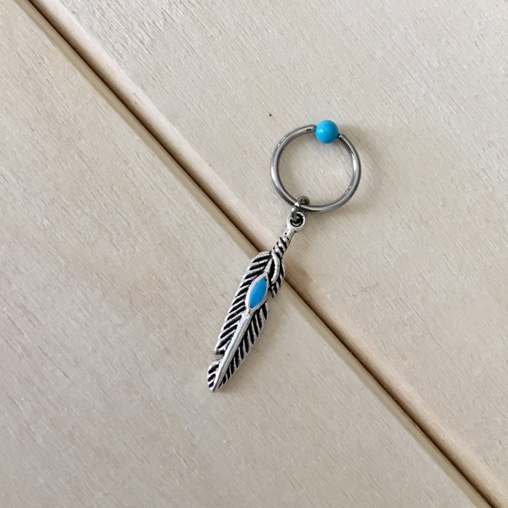 Turquoise Feather Cartilage Earring