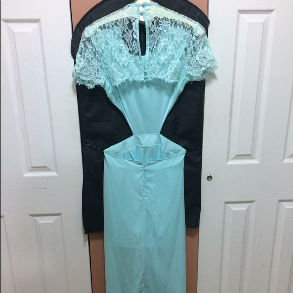 Forever 21 Lace Panel Cutout Maxi Dress Mint Sz M - Picture 6 of 8