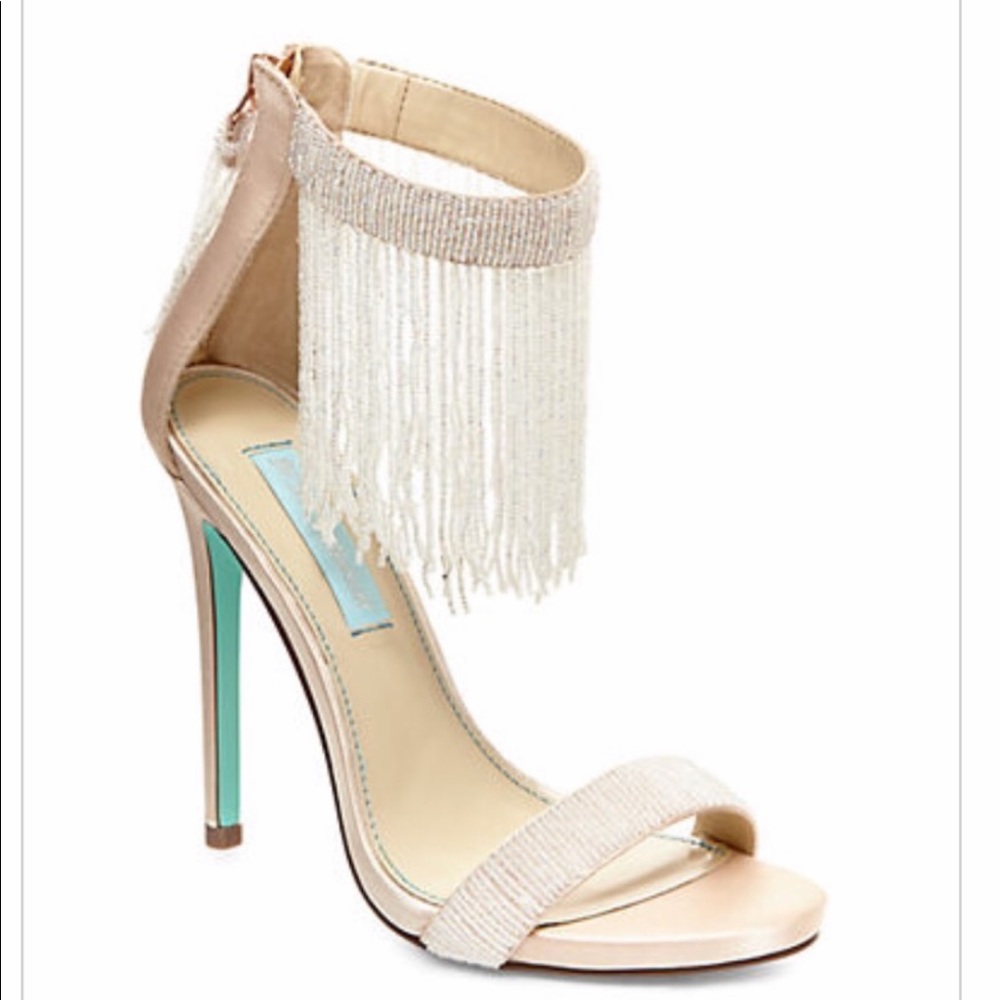 Betsey Johnson tall fringe satin heel!!!