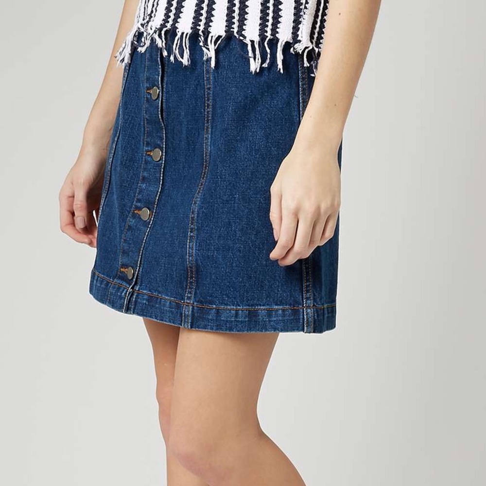 Moto button down skirt
