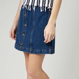 Moto button down skirt