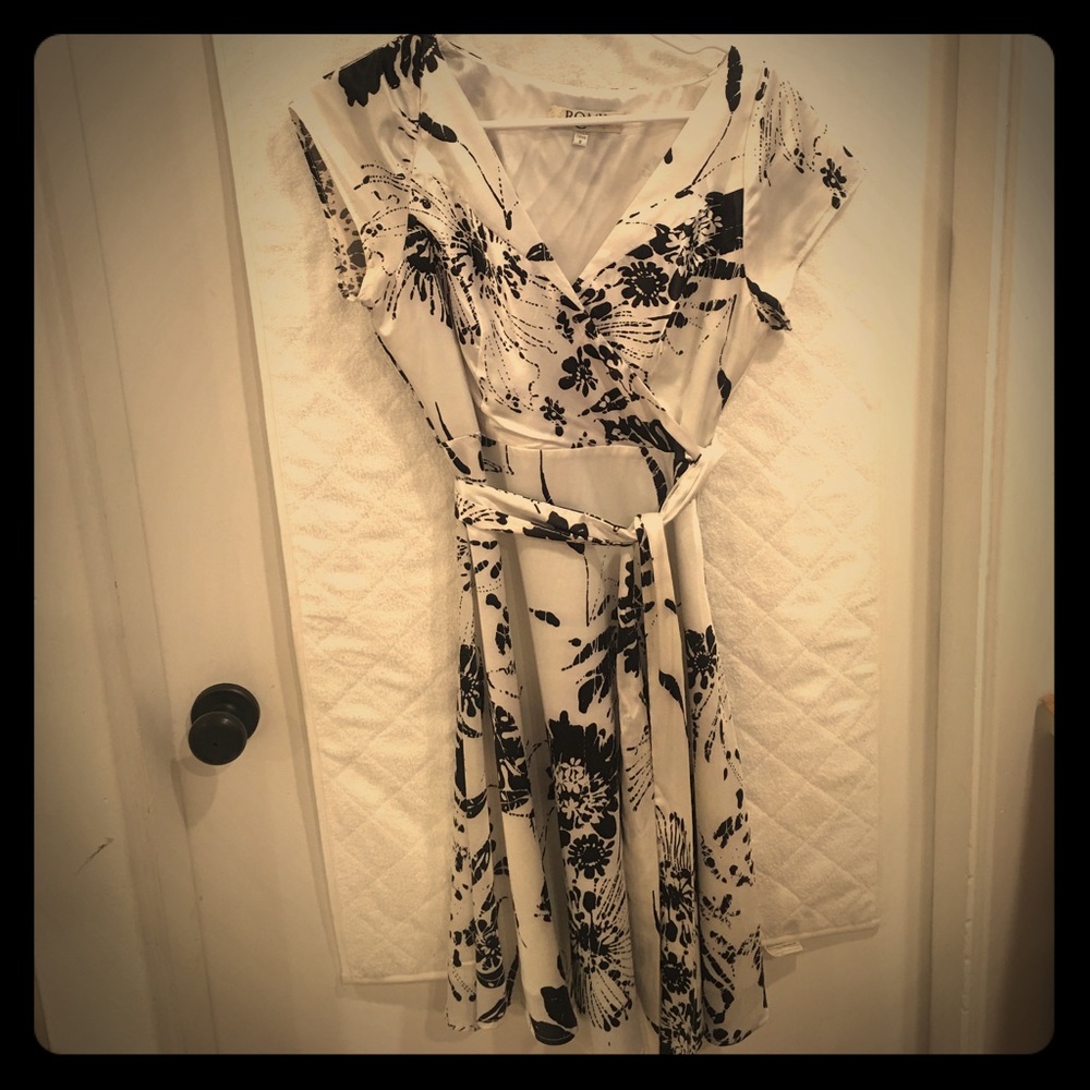 White and black floral dress