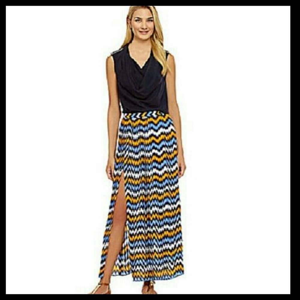 Michael Kors Printed Pleated Maxi Skirt Size S