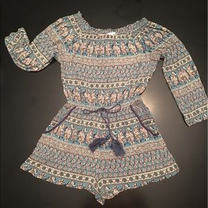 Romper Blue Paisley pattern with pockets