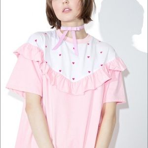 Lazy Oaf Arty Party Heart Frill Ruffle Top