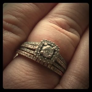 14 kt white gold and rose gold wedding set.