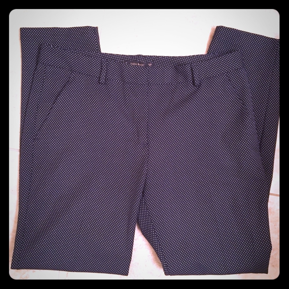 NWOT Zara Navy dot ankle pant