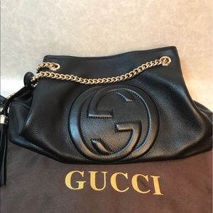 Designer inspired Soho leather Hobo black