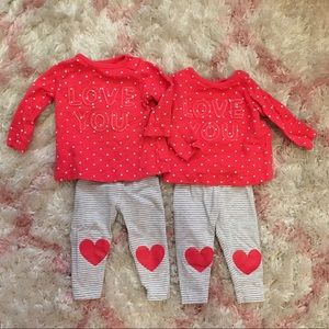 Twin Baby Girls - Shirt and Pant Set - 3 months