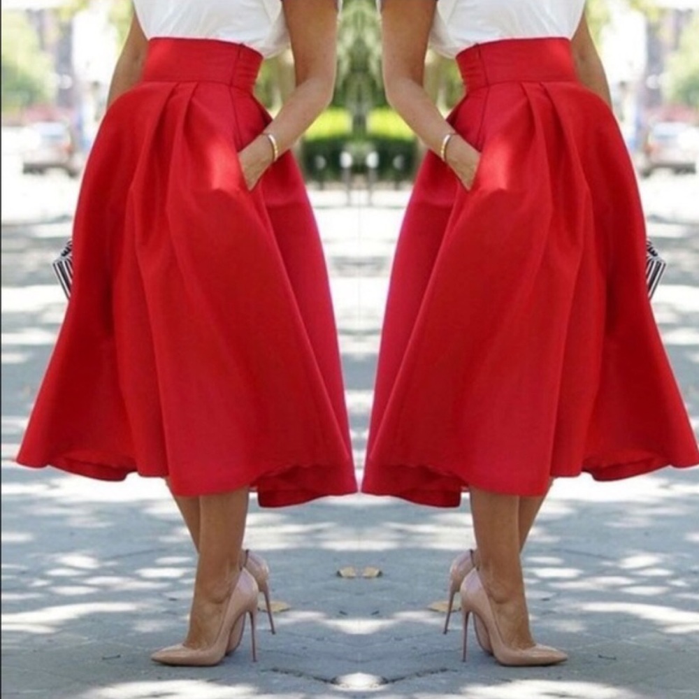 Red Midi Skirt