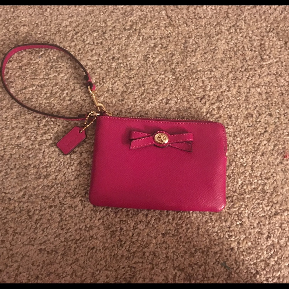 Hot pink coach wristlet