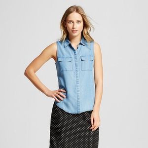 Who What Wear Sleeveless Chambray Top